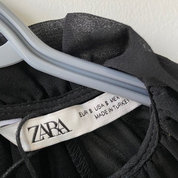 Zara Sheer Sleeve Pleated Mini Dress - Picture 7 of 7